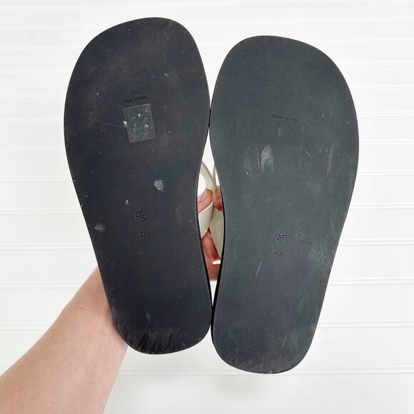 The Row Ginza Sandal White Black Leather Platform Flip Flop Slide Two Tone 36.5 - Picture 6 of 10